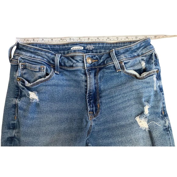 Old Navy Rockstar Super Skinny Blue Jeans Women's Size 6 Mid Rise Distressed - Picture 5 of 5